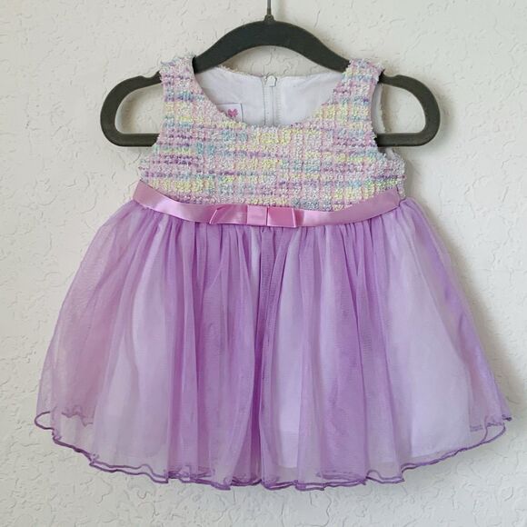 Bonnie Baby Dress Newborn Girl 3/6 Months Pastel Purple Tulle Easter Flower Girl - Picture 1 of 4